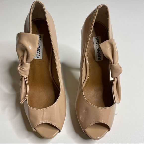 Steve Madden Nude Open Peep Toe Stiletto Shoes - Picture 3 of 16